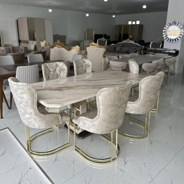 6 seater Gold dinning with marble top table