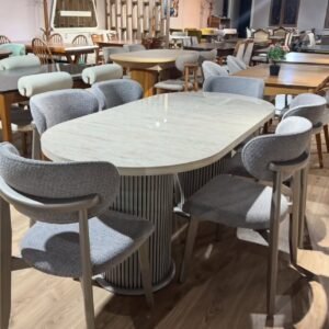 6 seater wooden marble dinning set