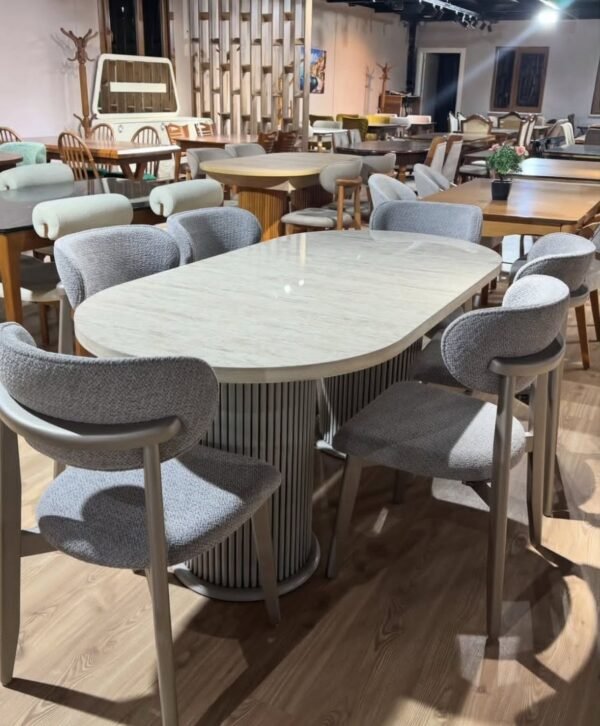 6 seater wooden marble dinning set